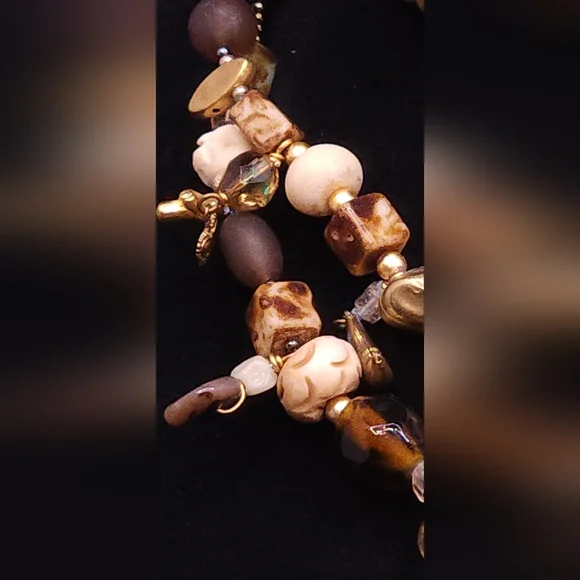 Unique Handcrafted Beaded Boho Tassel Necklace With Charms And Skull Beads - Picture 6 of 7